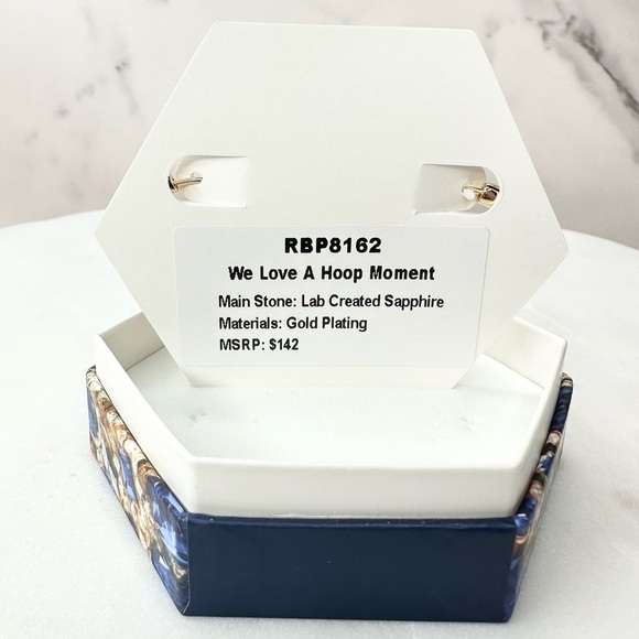 Bomb Party September Sapphire We Love A Hoop Moment Earrings RBP8162 NWT - Picture 4 of 4